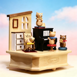 Cat Piano Music Box | Engraved Name | Maple Wood Rotating Music Box | Perfect for Birthdays, Valentine, and Music Lovers
