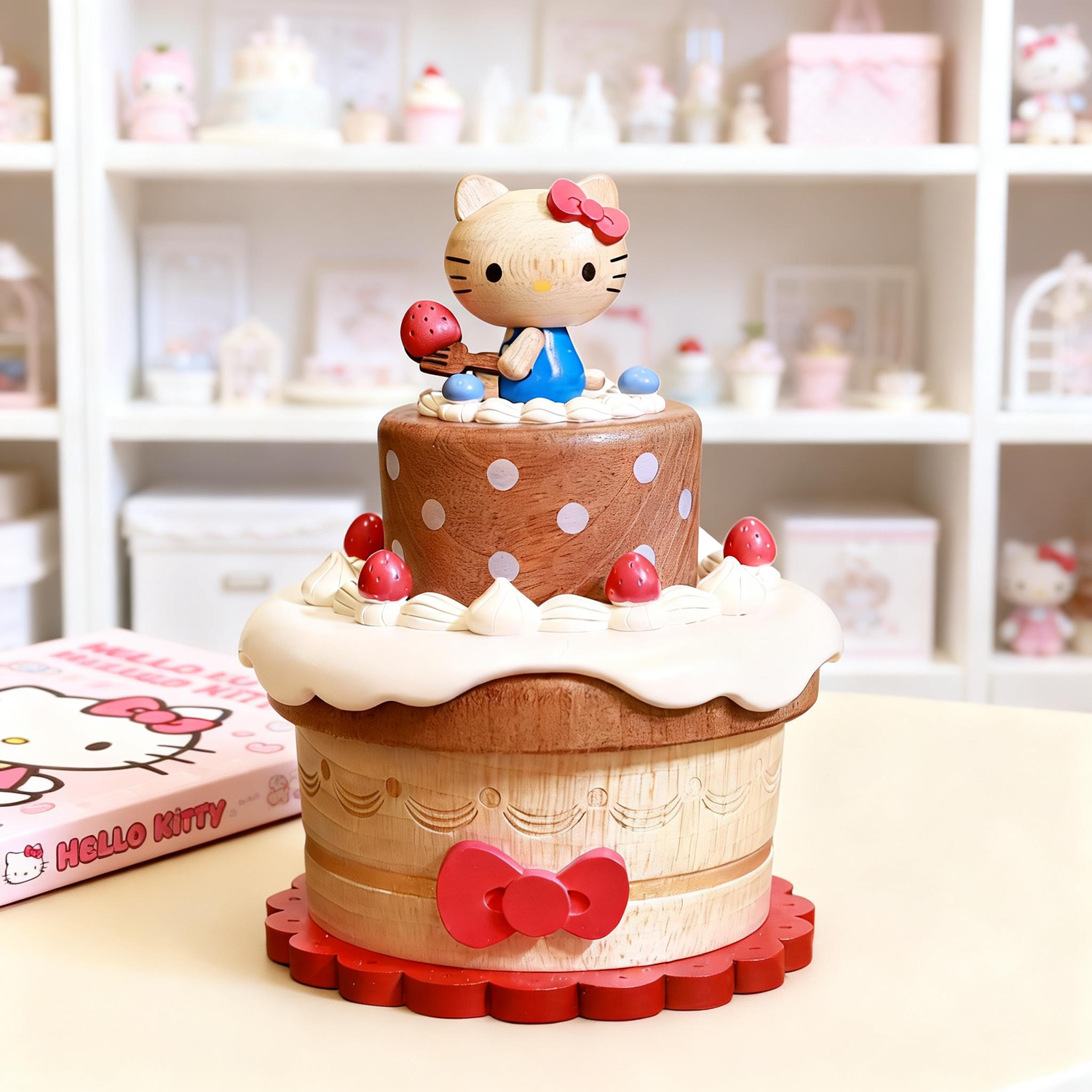 Hello Kitty Spinning Birthday Cake Music Box  Personalized Engraving Available, Girls' Birthday Gift