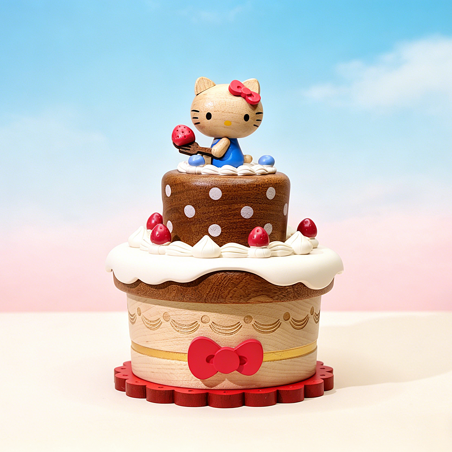 Hello Kitty Spinning Birthday Cake Music Box  Personalized Engraving Available, Girls' Birthday Gift