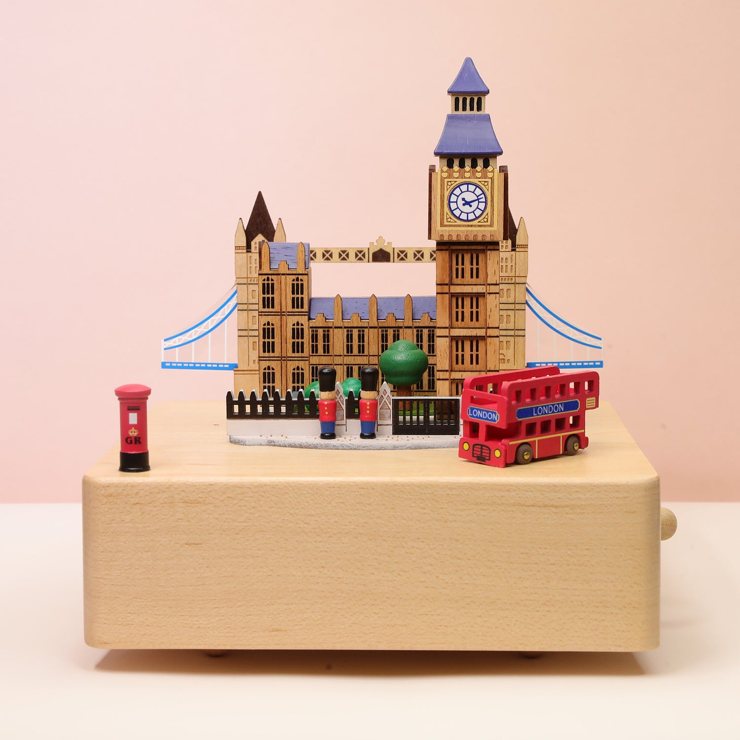 London Big Ben & London Bridge Rotating Music Box- London Memory Gift- Travel Gift- Engraved Name - Personalized Keepsake