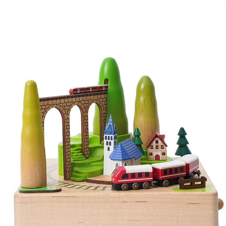 Swiss mountain train spinning small train Music Box | World Travel Gift