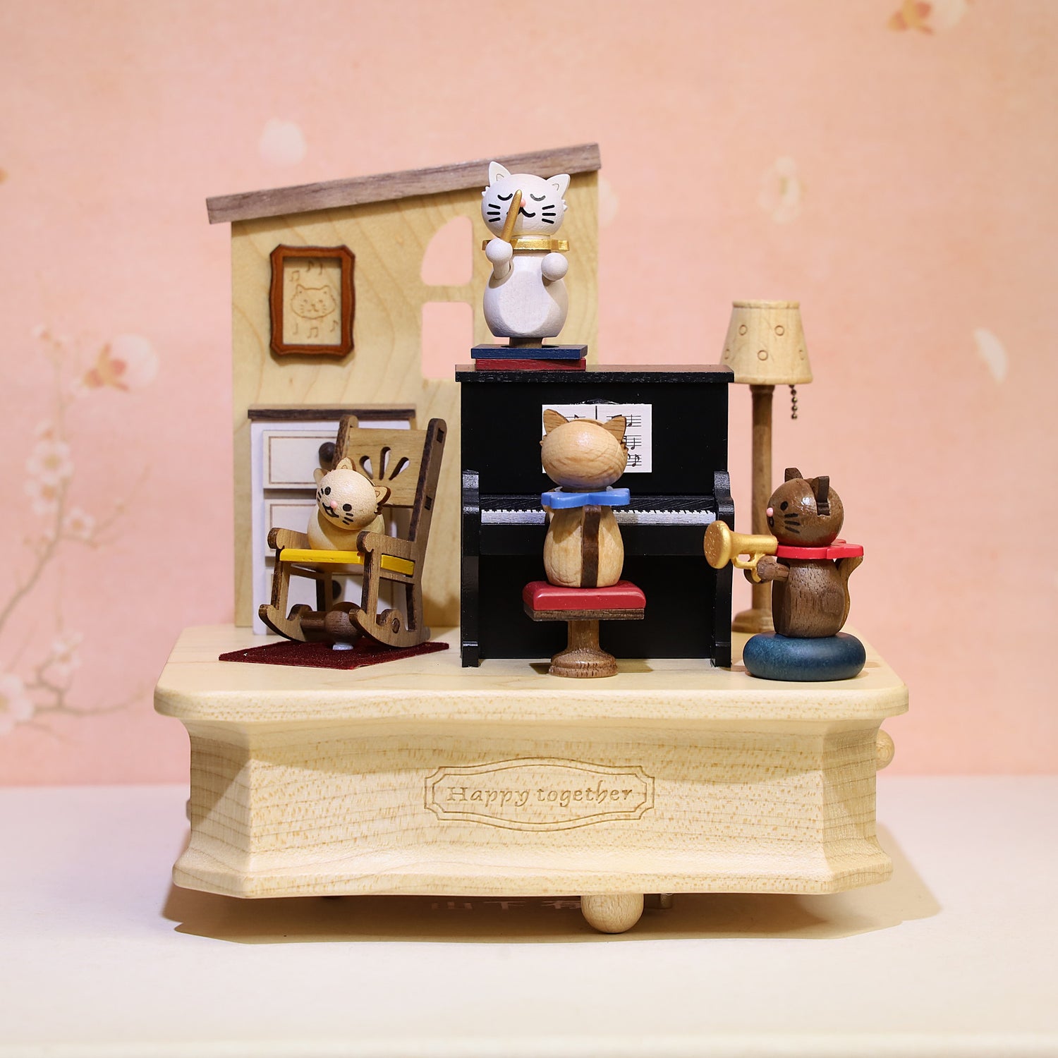 Cat Piano Music Box | Engraved Name | Maple Wood Rotating Music Box | Perfect for Birthdays, Valentine, and Music Lovers