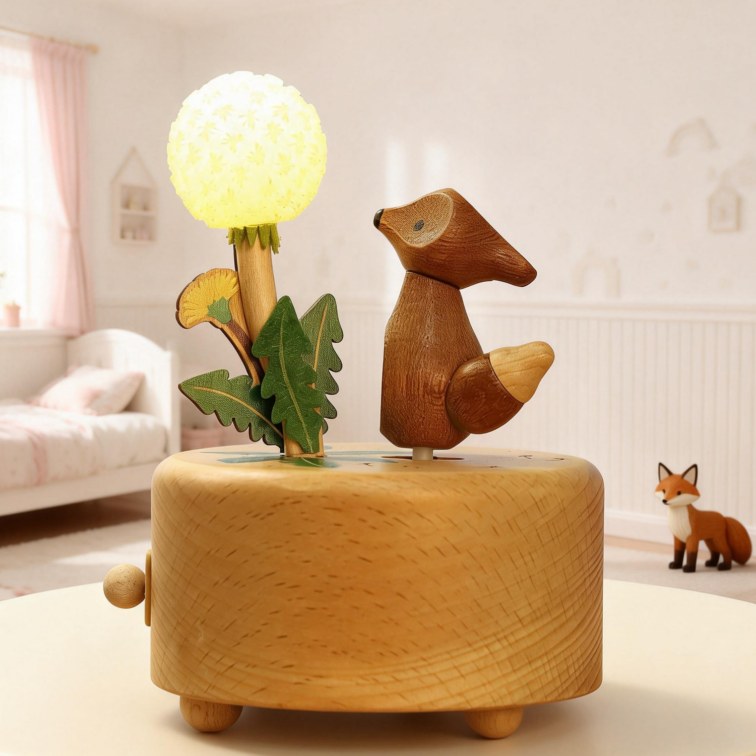 Fox Dandelion Prayer light Music Box