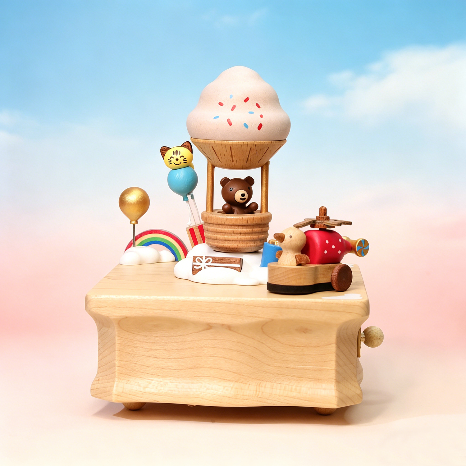 Hot Air Balloon Music Box / Personalized Wooden Gift / Baby Nursery Decor / Birthday Christmas Thanksgiving Gift for Kids