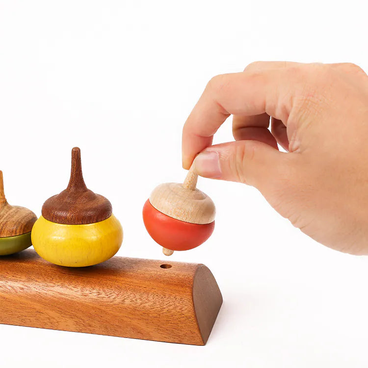Spinning Top Set-Chestnut/Wood Tops/Wood Toy/Party Favor Toy/Old Time Toy/PastTime Toy/Educational Toy/Wooden Toy/ Hand Spin Top