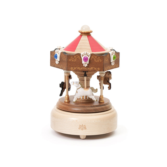 Light-Up Wooden Carousel Music Box