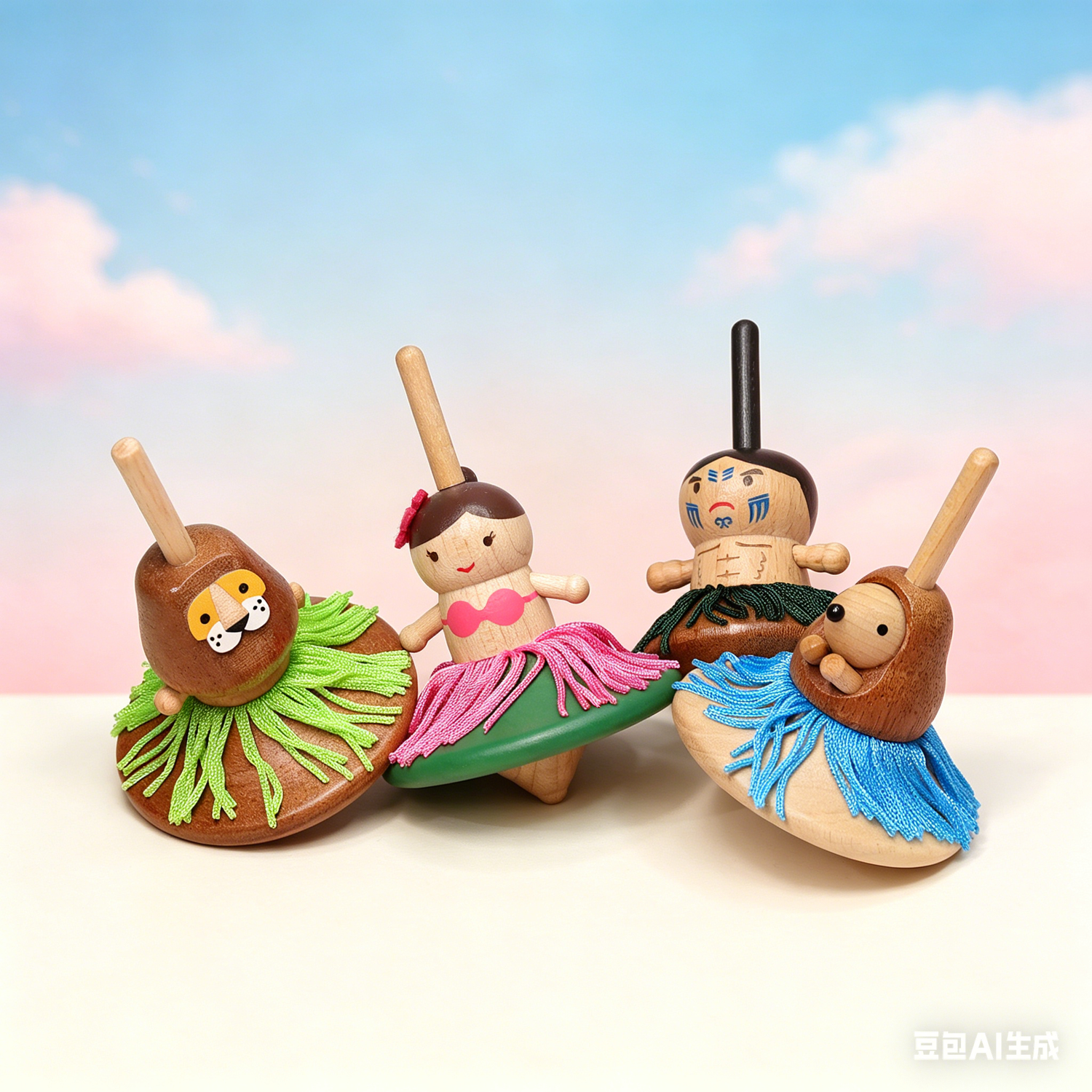 Maori Dancing Spinning Top/ Vintage Gifts / Wood Toy / Party Favor Toy / Old Time Toy / Gift for Friend / Gift for Boy/Birthday Gift