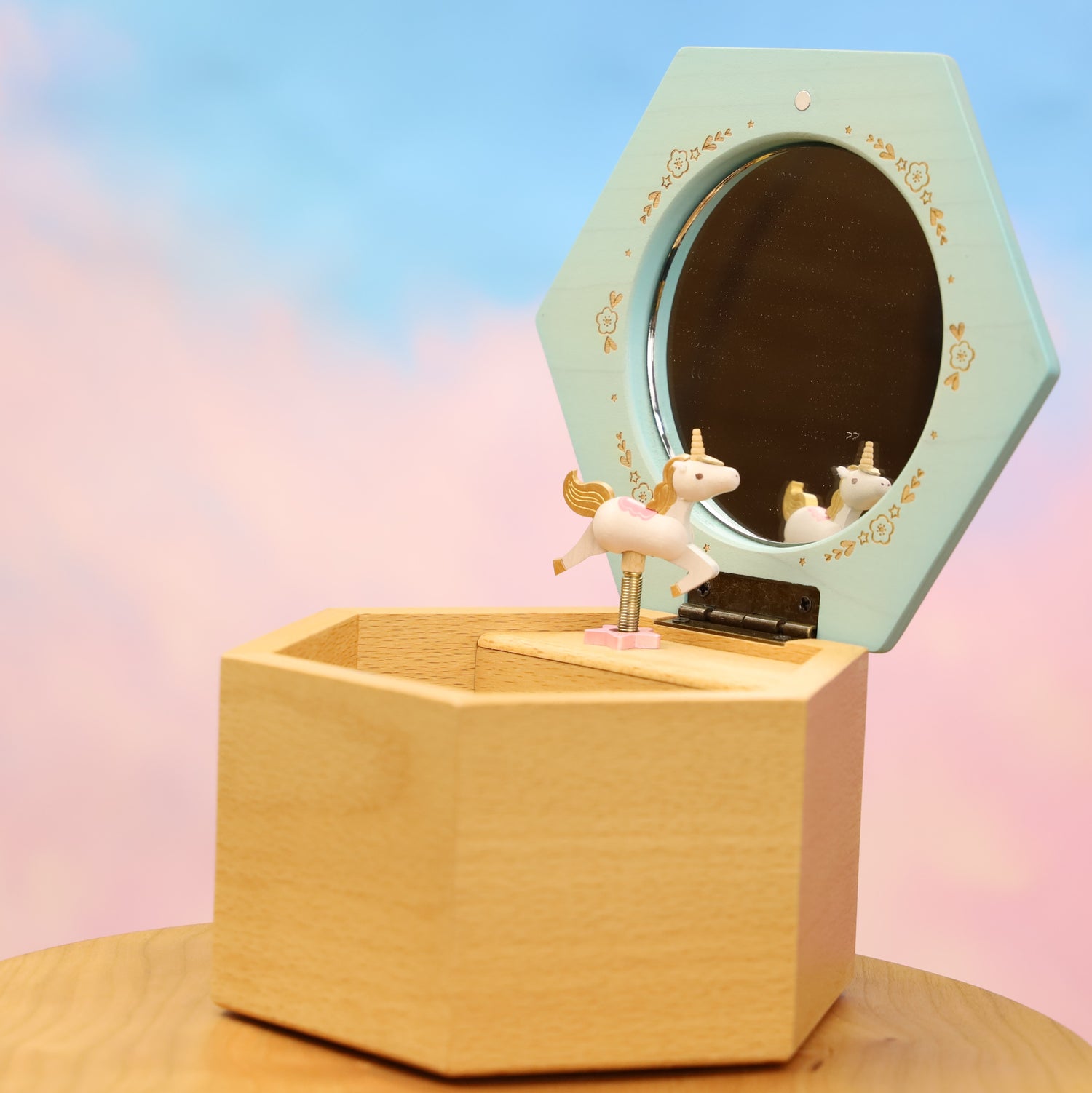 Personalized Carousel Unicorn Jewelry Music Box – Newborns Babygirl Keepsake - Tooth Fairy Box