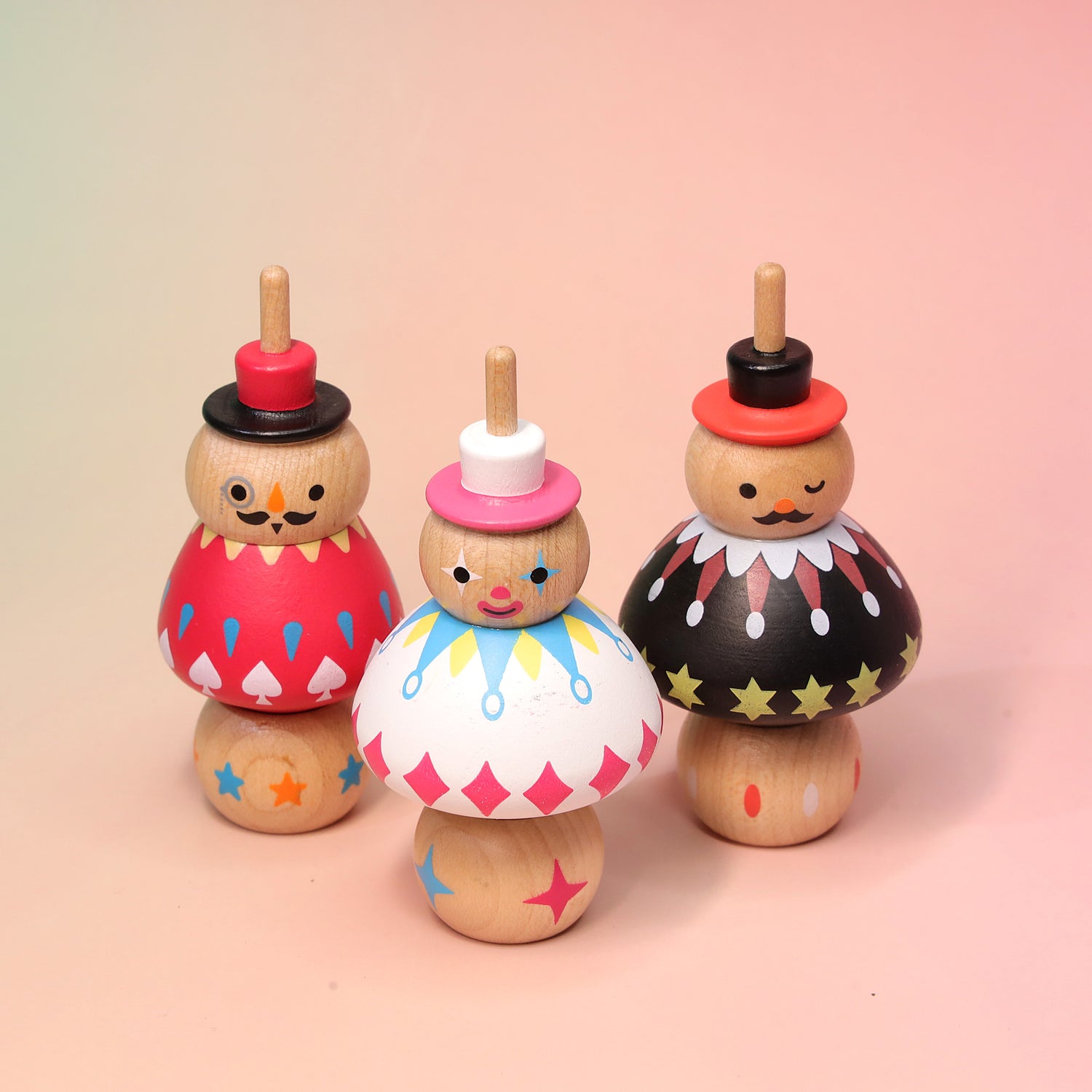 Circus Clown Spinning Top/Wood Tops/Wood Toy/Party Favor Toy/Old Time Toy/PastTime Toy/Educational Toy/Wooden Toy/ Hand Spin Top/Christmas